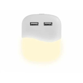 Noćno svjetlo LED 230VAC 0,4W + pretvarač 2xUSB 2A