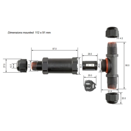 Spojnica kabelska T 1-2,5mm2 vodootporna IP68