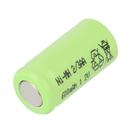 Baterija NIMH 2/3AA 1,2V 600mAh; 14x28mm