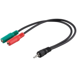 Kabel 3,5 muški 4-pol / 2x3,5 stereo ženski; 0,3m