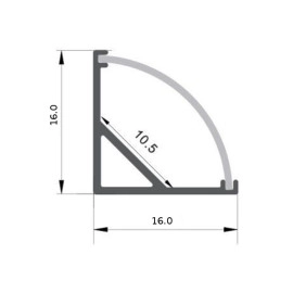 Aluminijski profil kutni nadgradni 16x16mm; 2m 