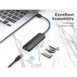 Kabel ethernet USB3.0 A muški na RJ45 1Gb +3xUSB 