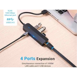 Kabel ethernet USB3.0 A muški na RJ45 1Gb +3xUSB 