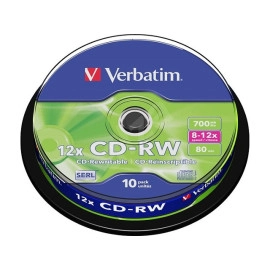 CD-RW Verbatim 700MB 80min 8-12x spindle